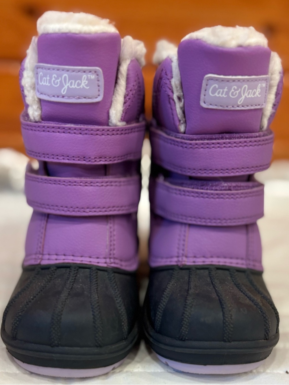 Cat & Jack Winter Waterproof Snow Boots Purple Faux Fur Toddler Girl Size 5 NWOT